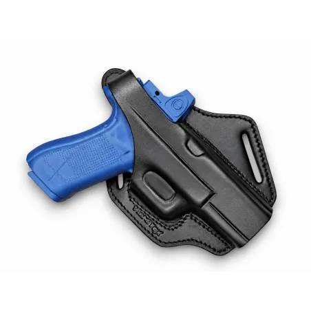 B45 Cross-Draw OWB Leder Holster für Glock 32 inkl. MOS Optic-Ready mit Red Dot